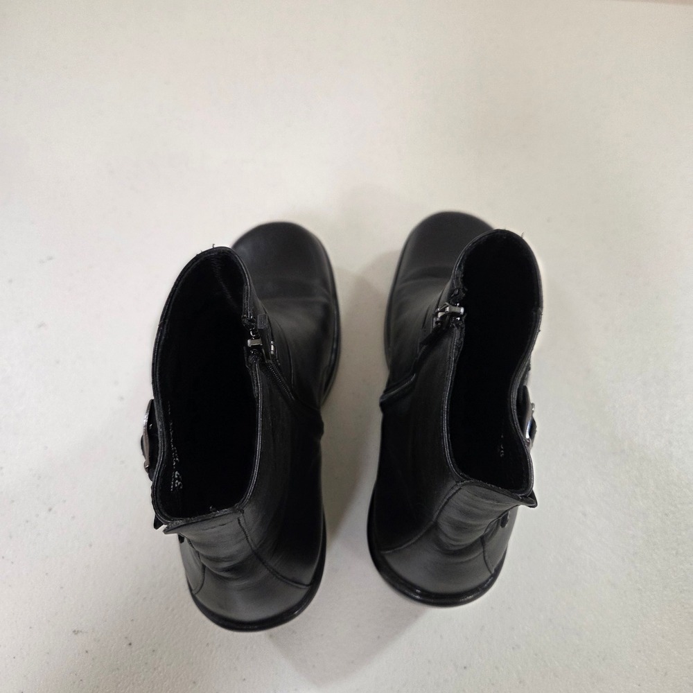 Dansko Black Leather Double Buckle Wedge Ankle Boots EU 38 US 7.5-8 Portugal - Picture 4 of 6